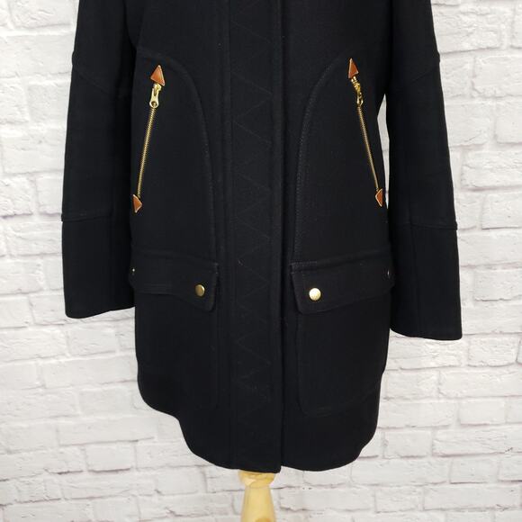 J. Crew Chateau Parka in Italian Stadium-cloth Wool Black Size 6 - Picture 4 of 14
